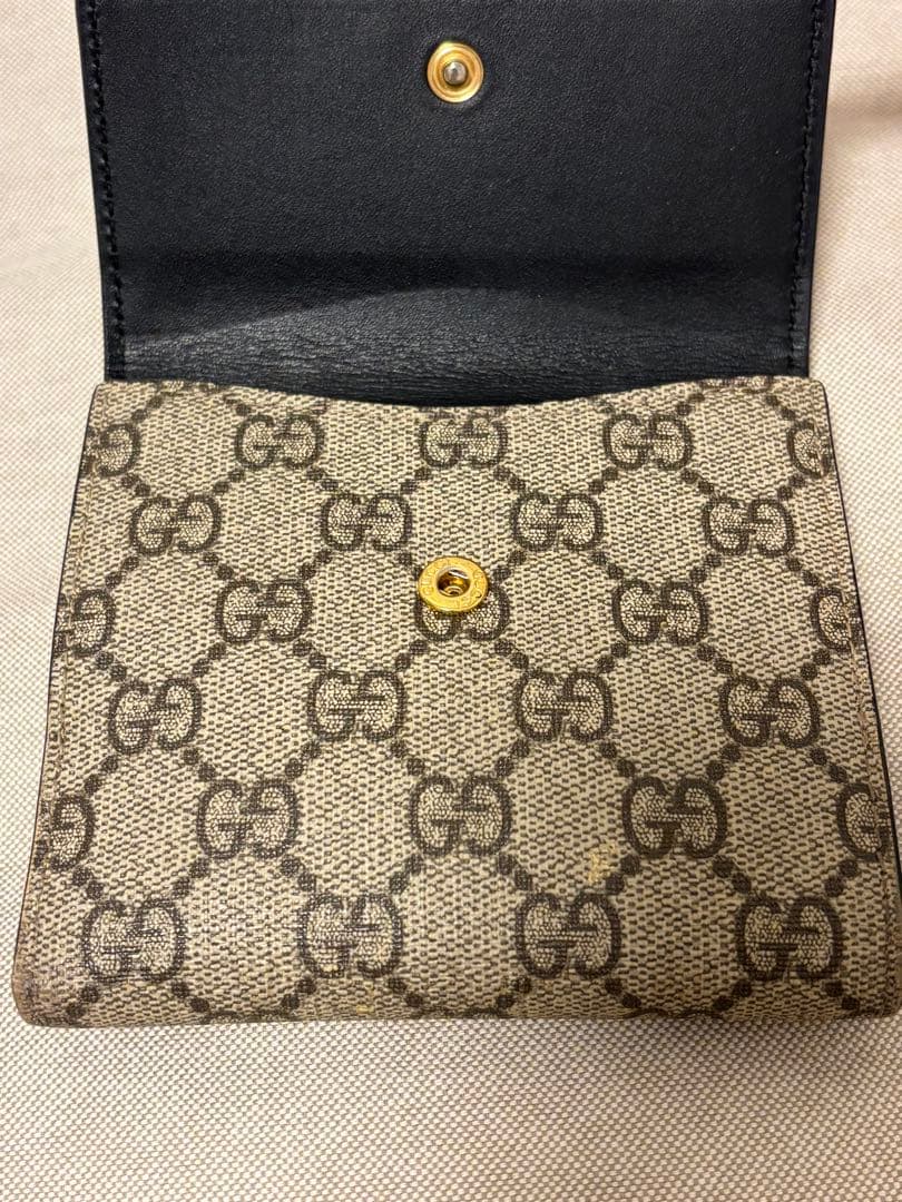 GUCCI GGパターン 二つ折り財布 ベージュ/ブラック