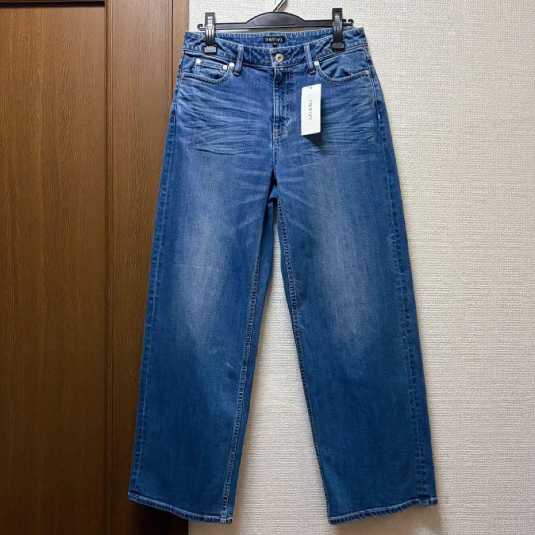 かりんとう♩新品タグ付き☆インディヴィ ワイドストレート デニムパンツ