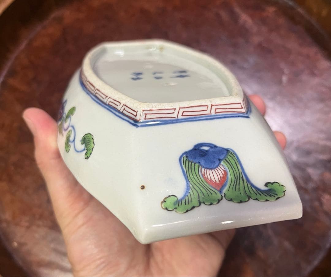古伊万里　無傷完品　舟皿　長皿　色絵　柿右衛門　古九谷　九谷　唐草　赤絵　骨董