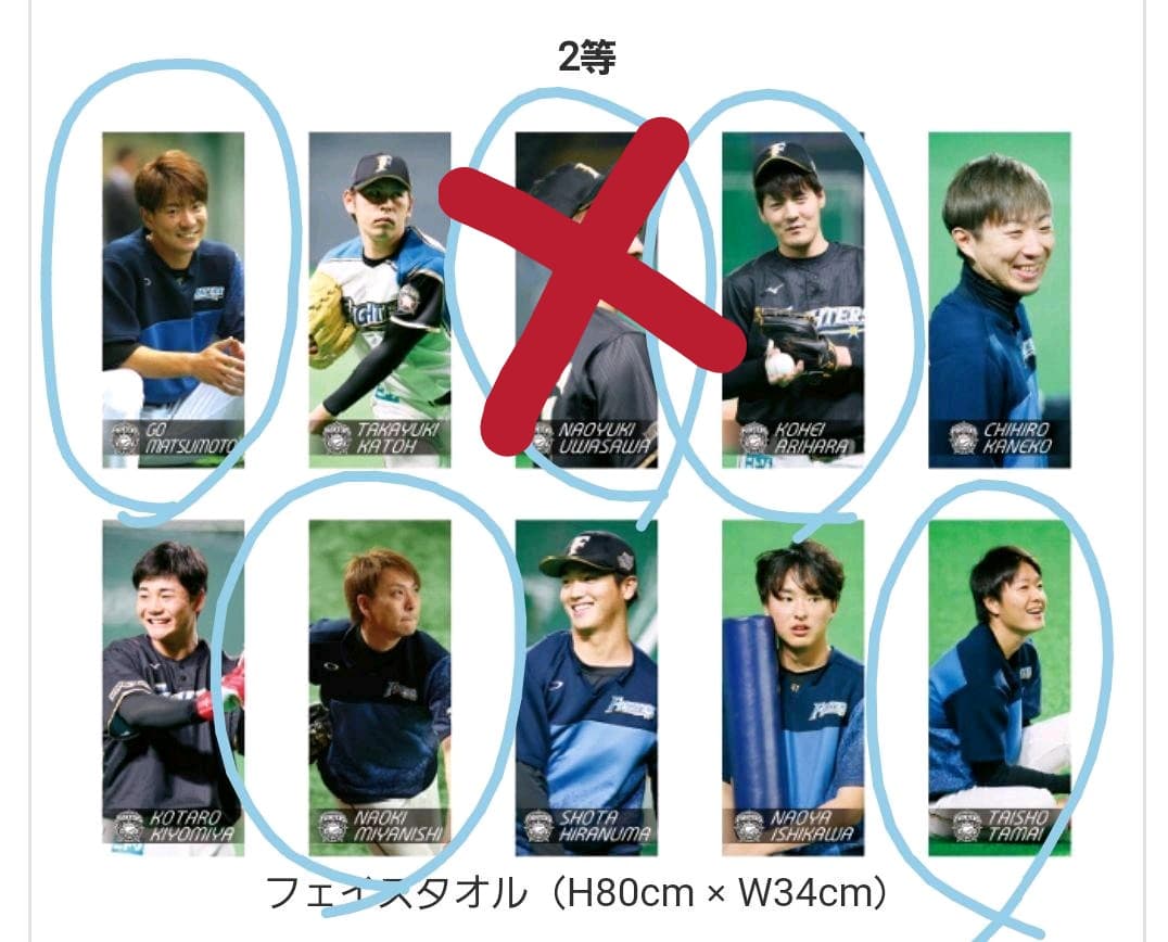 新品未使用 北海道日本ハムファイターズ ファンクラブ限定 タオルくじ 4枚セット