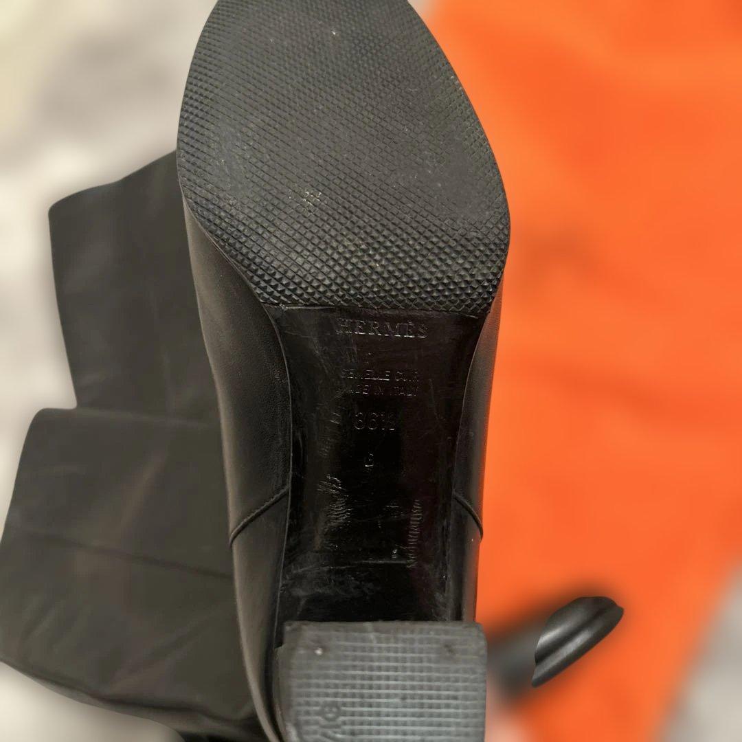 値下げ！！HERMES ブラック ロングブーツ 36.5 23.5センチ　難あり