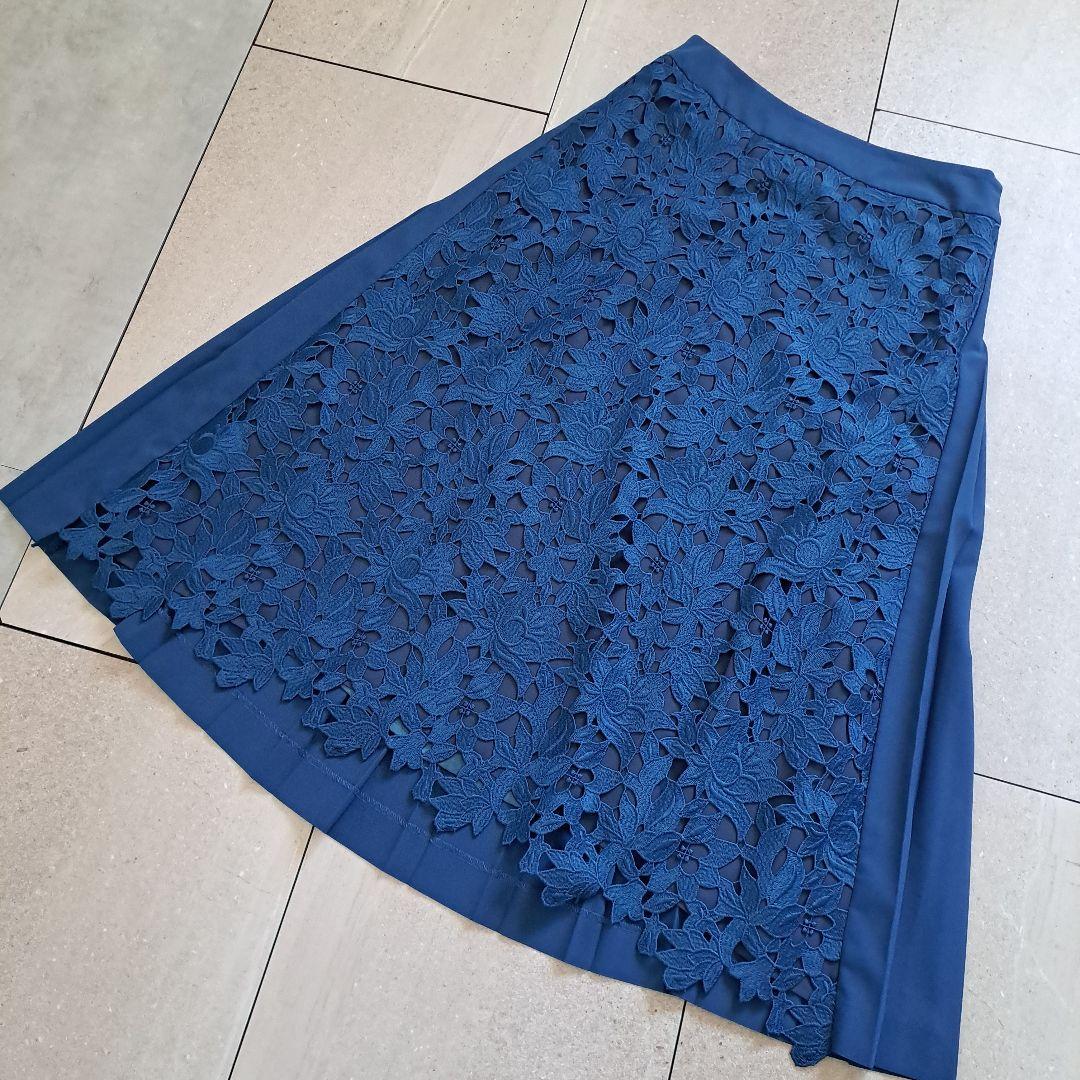 美品●アドーアADORE●レースプリーツコンビスカート36