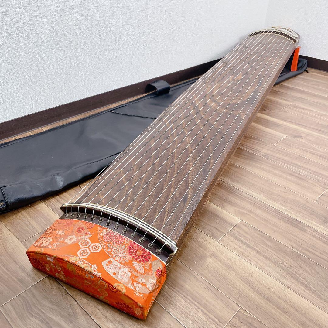 高級 上角作り 13弦 琴 蒔絵 並甲 すだれ彫 付属品多数