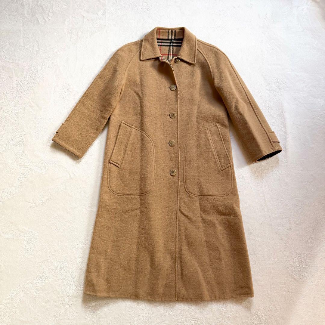 極美品　ロング丈　リバーシブル　Burberry 総柄ノバチェック　ウールコート