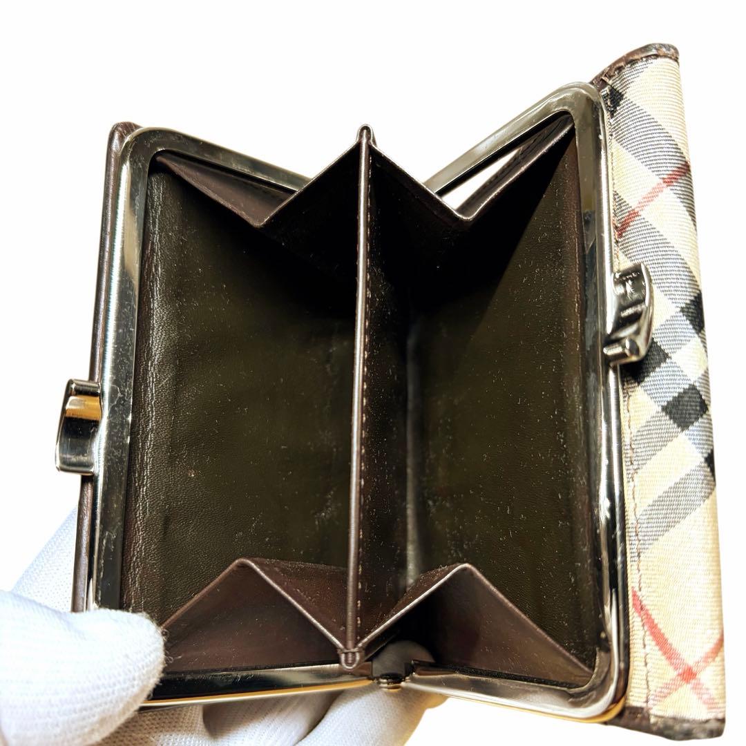 良品 BURBERRY BLUE LABEL 折り財布 がま口 ノバチェック