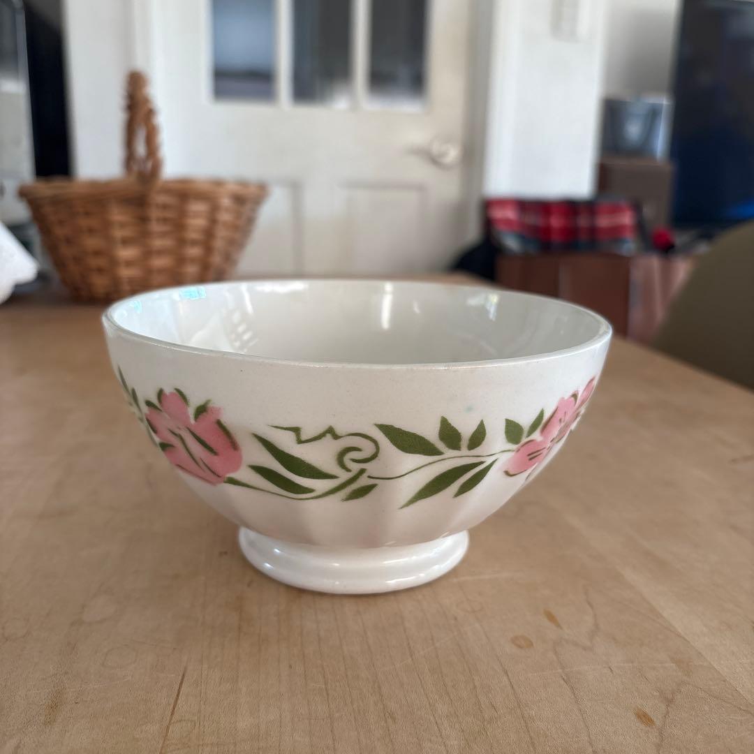 アンティーク 花柄陶器 カフェオレボウル