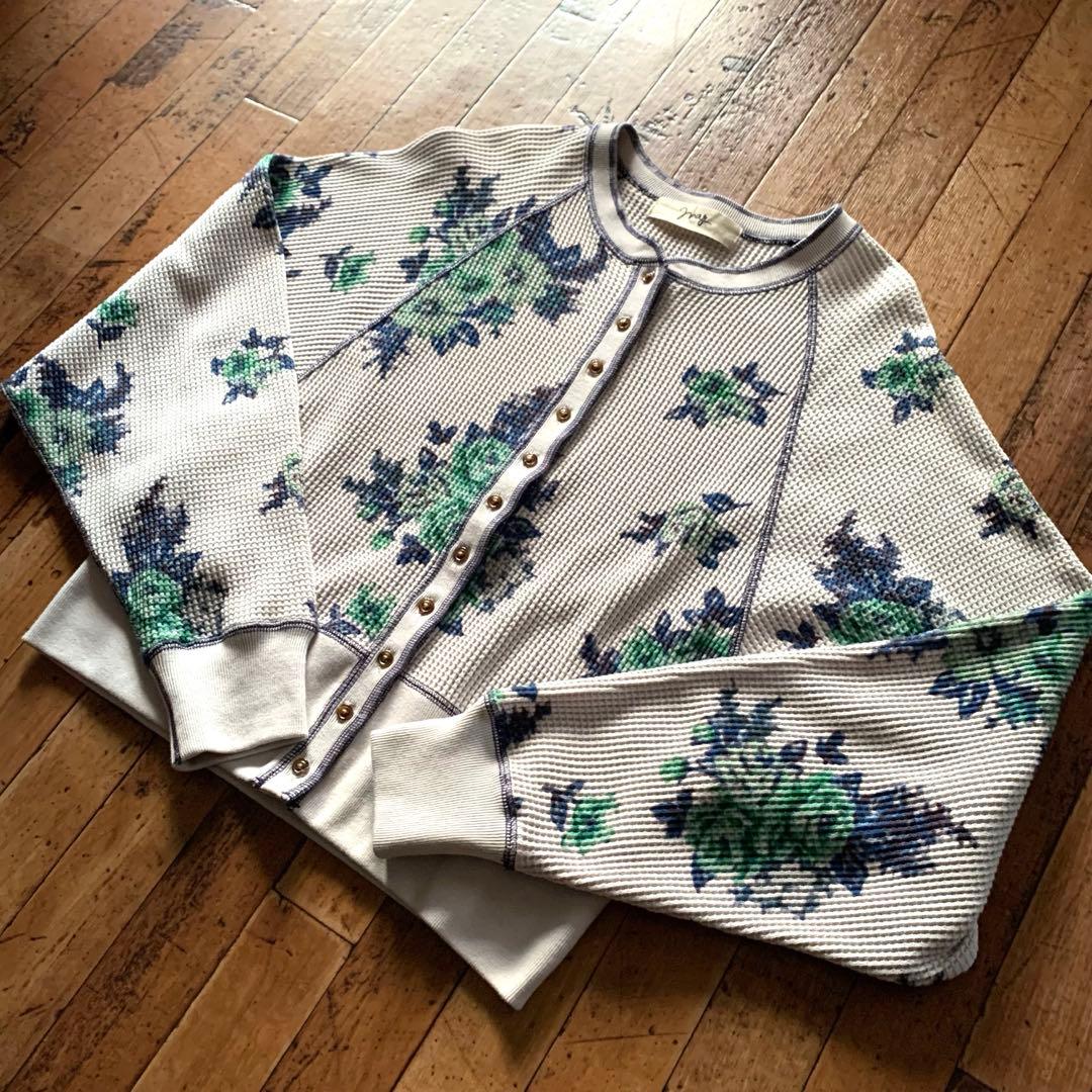 ☆★ mag FLOWER PRINT WAFFLE CARDIGAN★☆