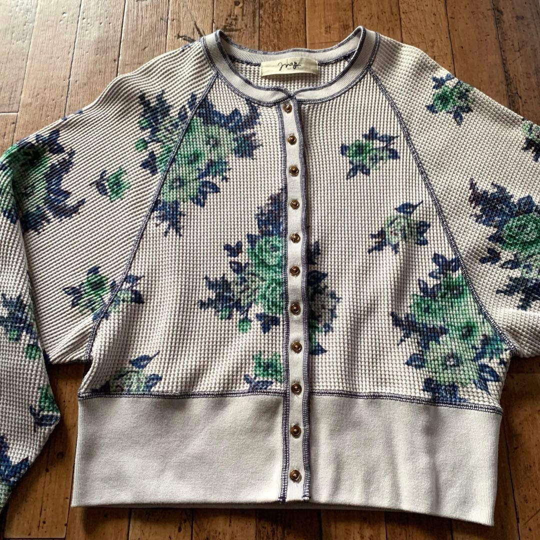 ☆★ mag FLOWER PRINT WAFFLE CARDIGAN★☆