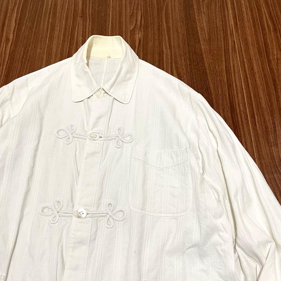 ビンテージ40sユーロ古着カバーオールXLメンズレディースokリネン白シャツ中古