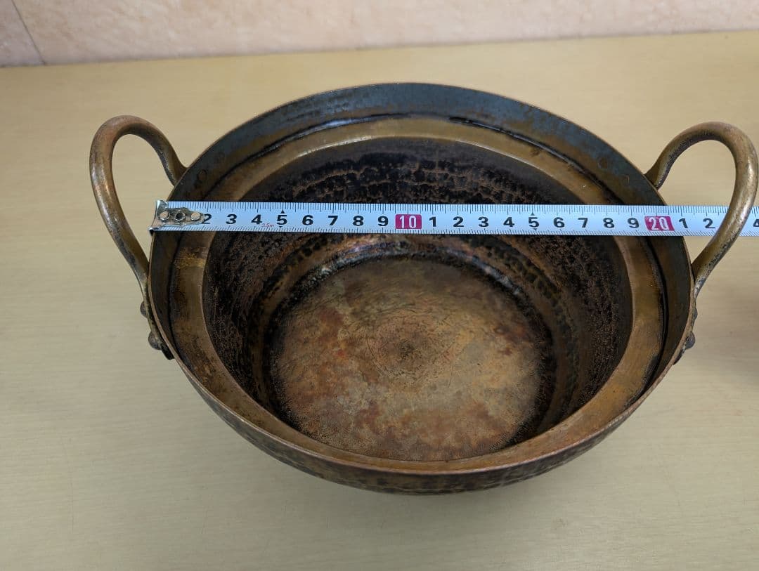 銅鍋 両手鍋 約828g レトロ アンティーク 調理器具 古道具