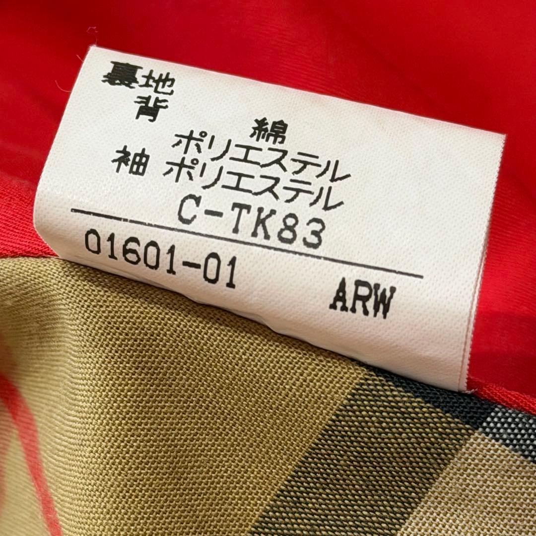 バーバリーズ　ステンカラーコート　ノバチェック　金ボタン　レッド系　3L
