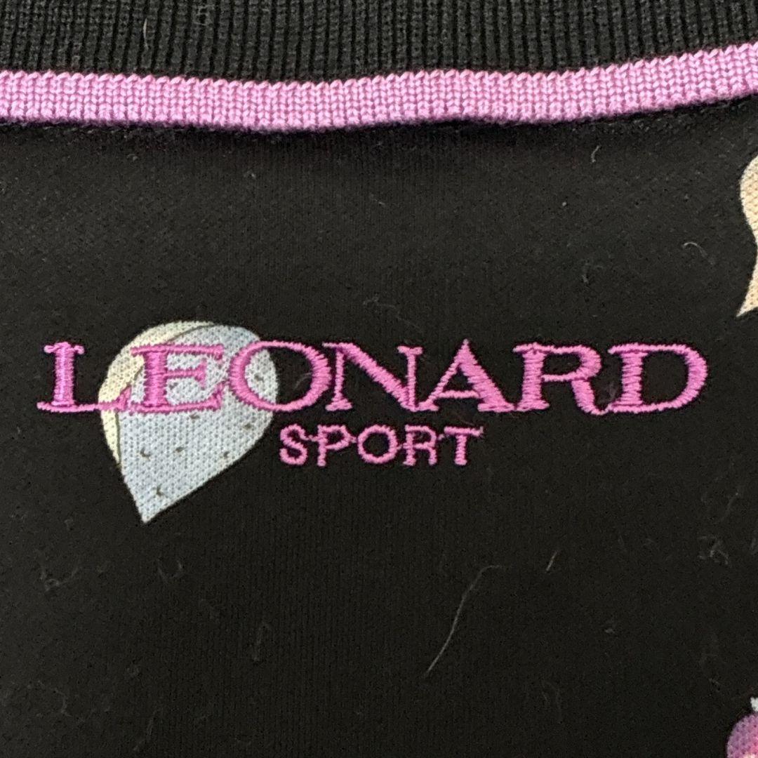 LEONARD SPORT 長袖カットソー ポロシャツ 44 大きいサイズ 黒