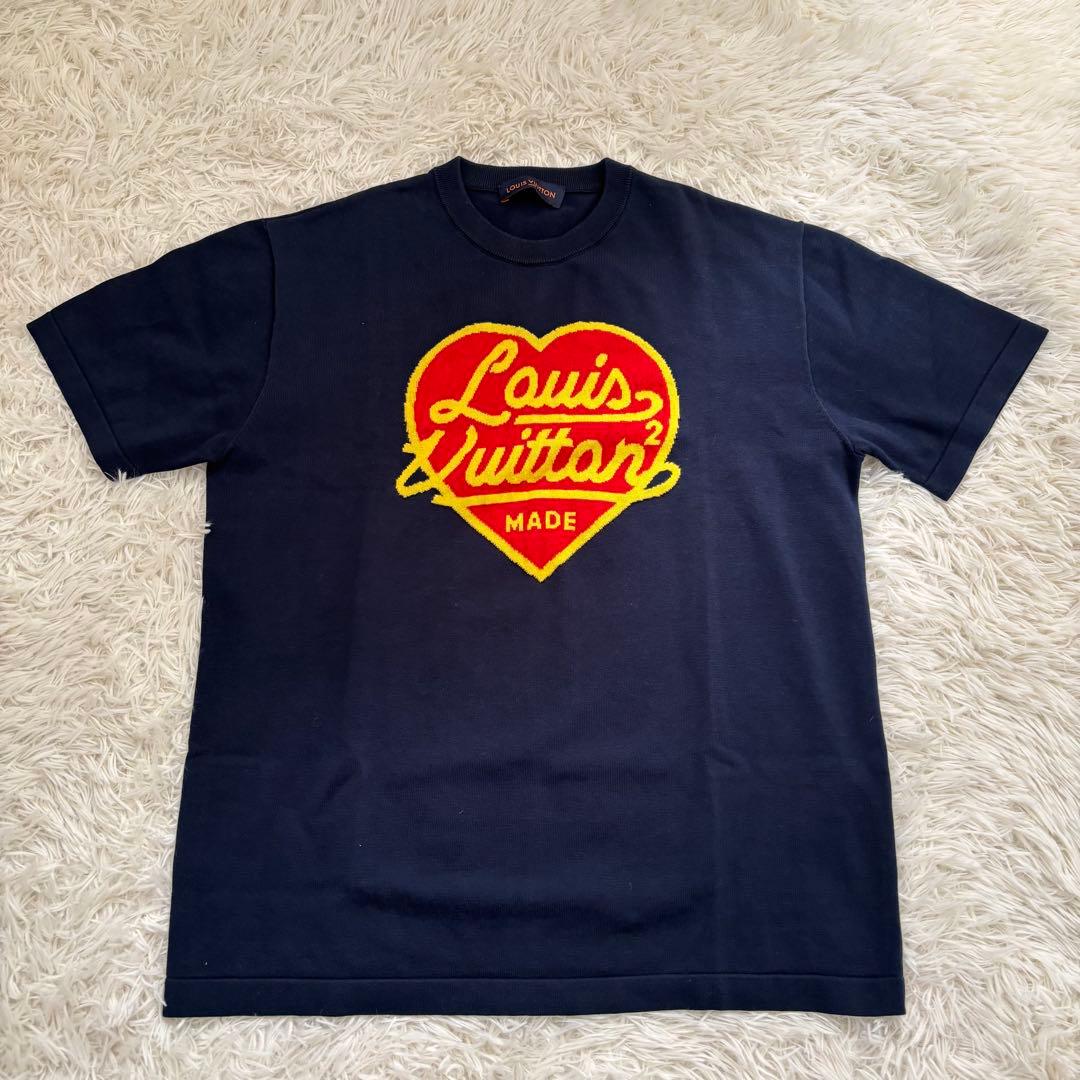 ルイヴィトン×NIGO LV ハートロゴ ニットTシャツ メンズL ネイビー