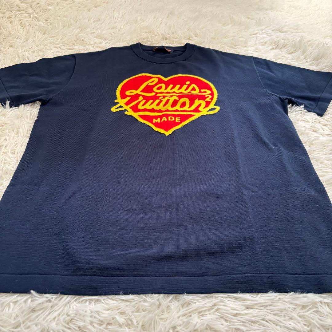 ルイヴィトン×NIGO LV ハートロゴ ニットTシャツ メンズL ネイビー