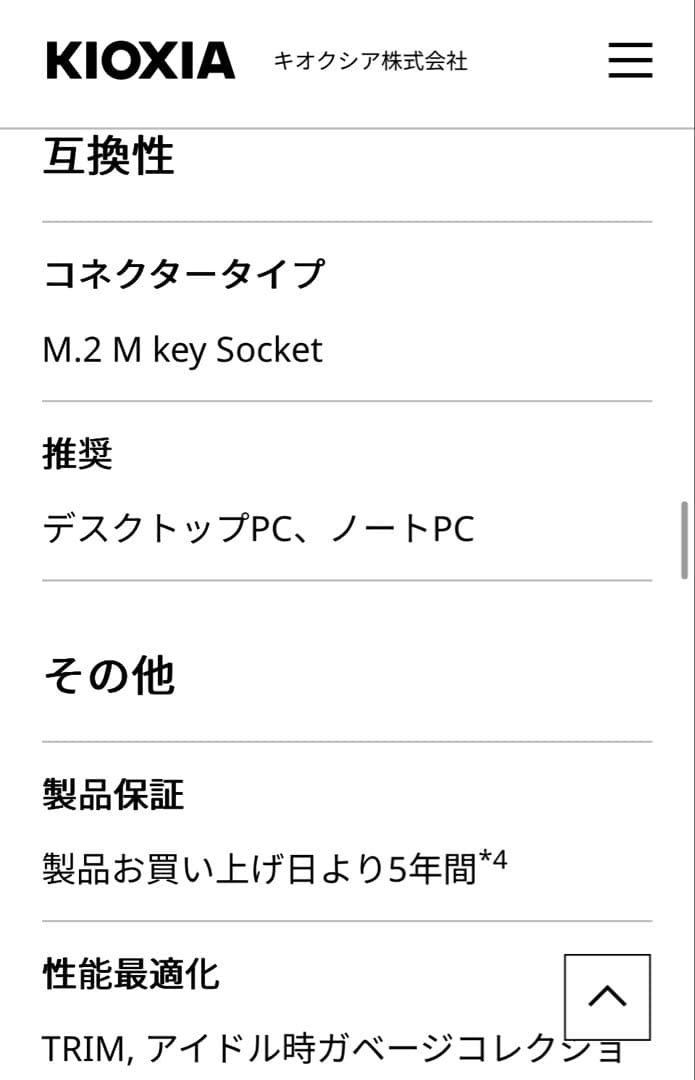 KIOXIA EXCERIA G2 SSD 2TB 美品 M.2 2280
