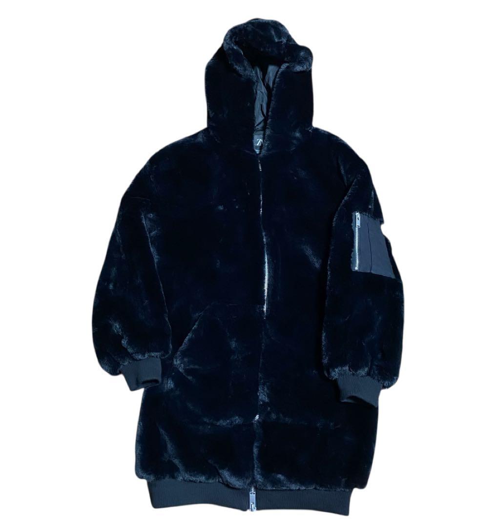 【美品】ZARAファーコート ロング ボンバー ボア S