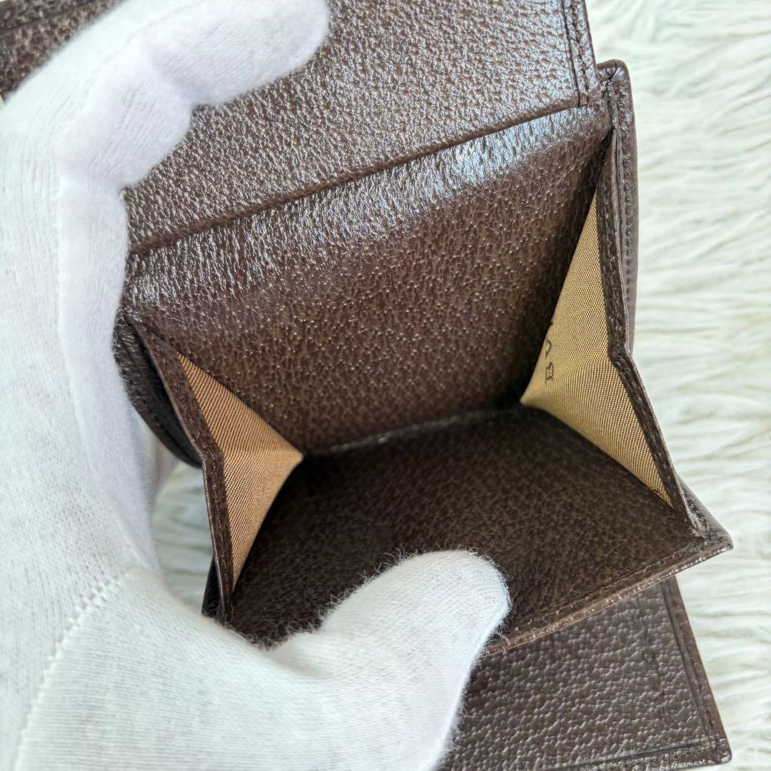 未使用保管品✨BVLGARI クラシコ ロゴ金具 レザー 二つ折り財布 濃茶