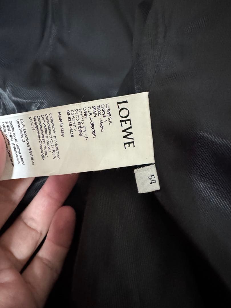 LOEWE ロエベ メンズ コート アウター フード付きブラック 54 XL