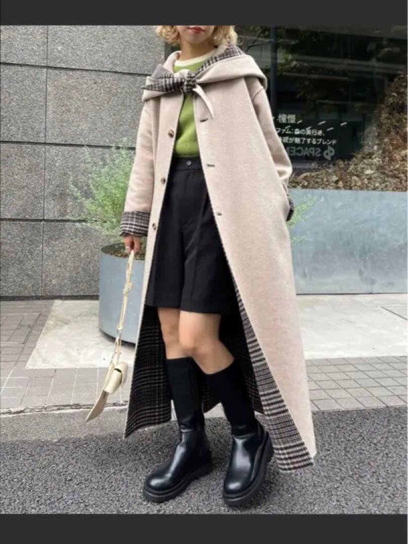 CIAOPANIC バラクラバ付きリバーシブルウールオーバーコート