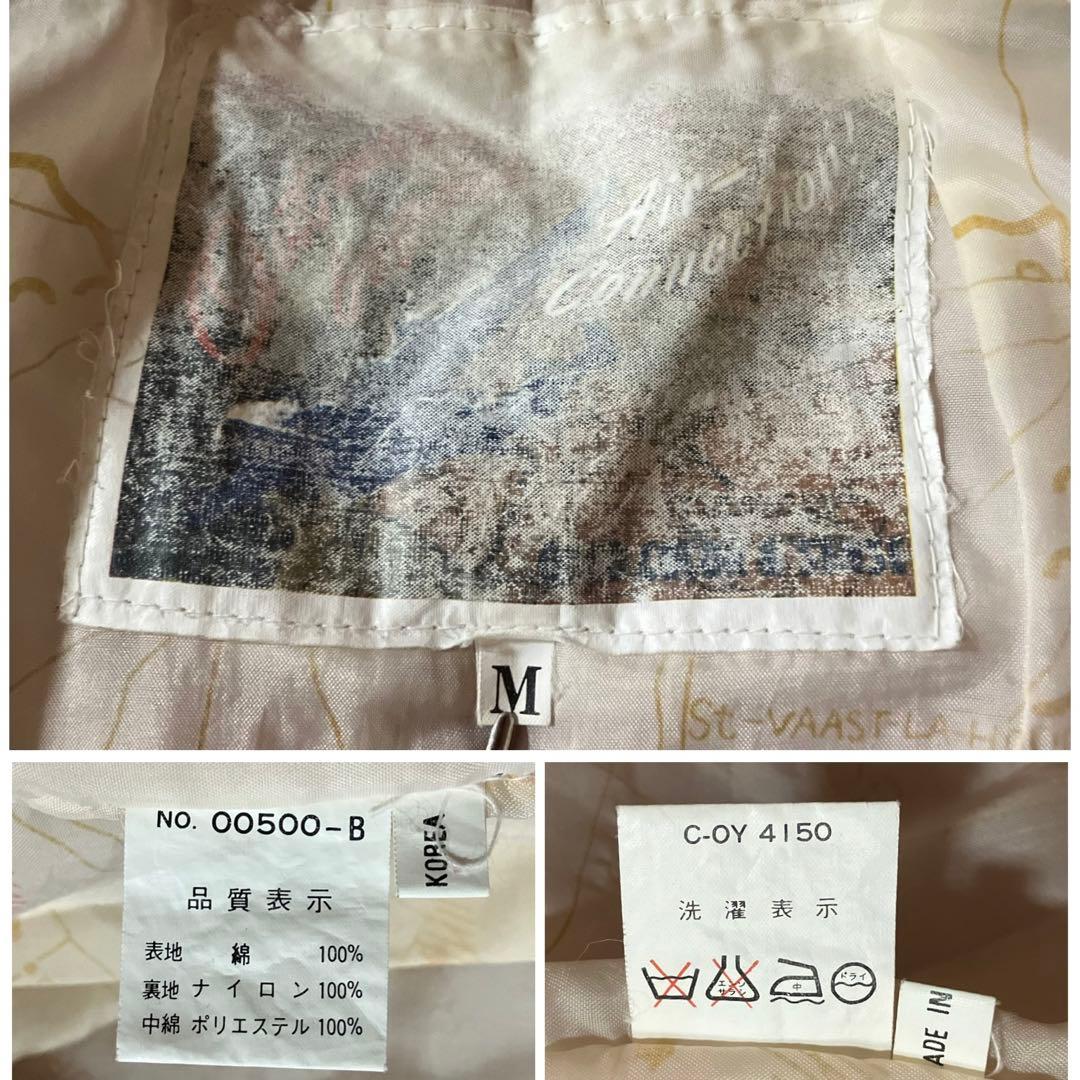 vintage希少デザインワークジャケットハリントンジャケット短丈刺繍 レッドM