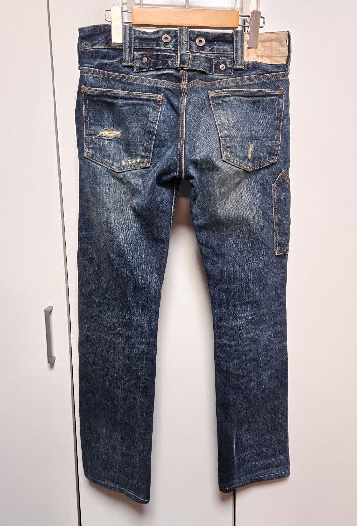 RRL ローライズ ヴィンテージ加工 ストレート デニム パンツ 赤耳 スキニー
