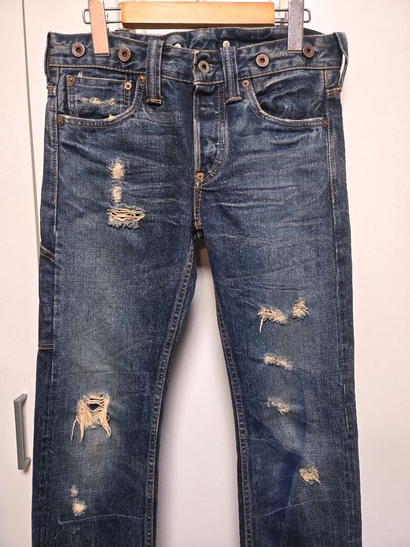 RRL ローライズ ヴィンテージ加工 ストレート デニム パンツ 赤耳 スキニー
