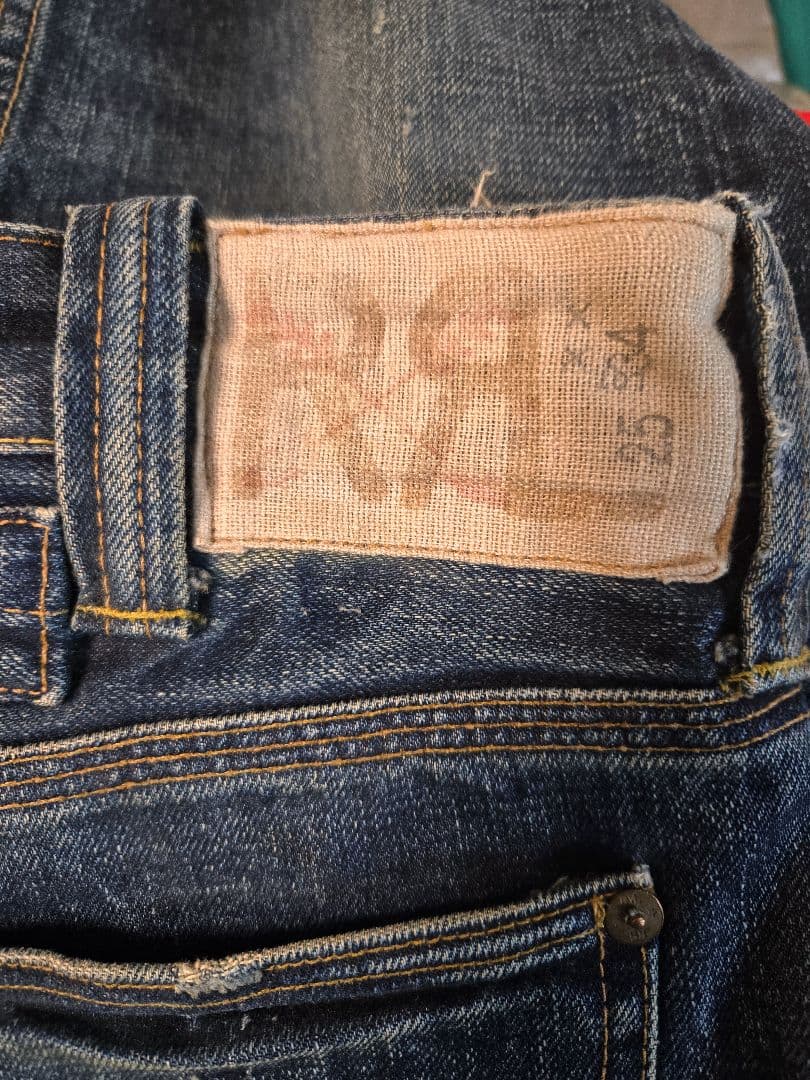 RRL ローライズ ヴィンテージ加工 ストレート デニム パンツ 赤耳 スキニー