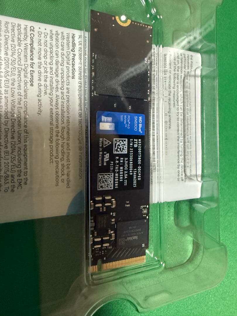 中古美品 WD Blue SN5100 2TB NVMe SSD