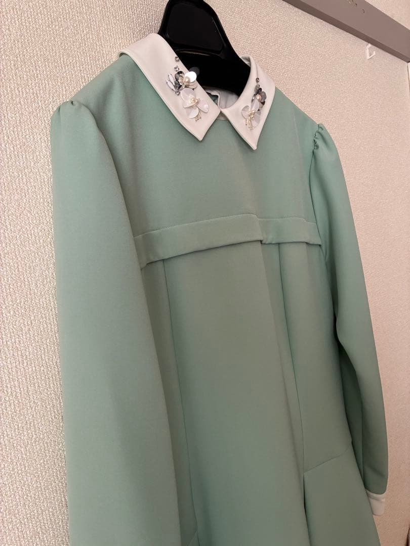 チェスティ　chesty ミントグリーン ワンピース ビジュー襟