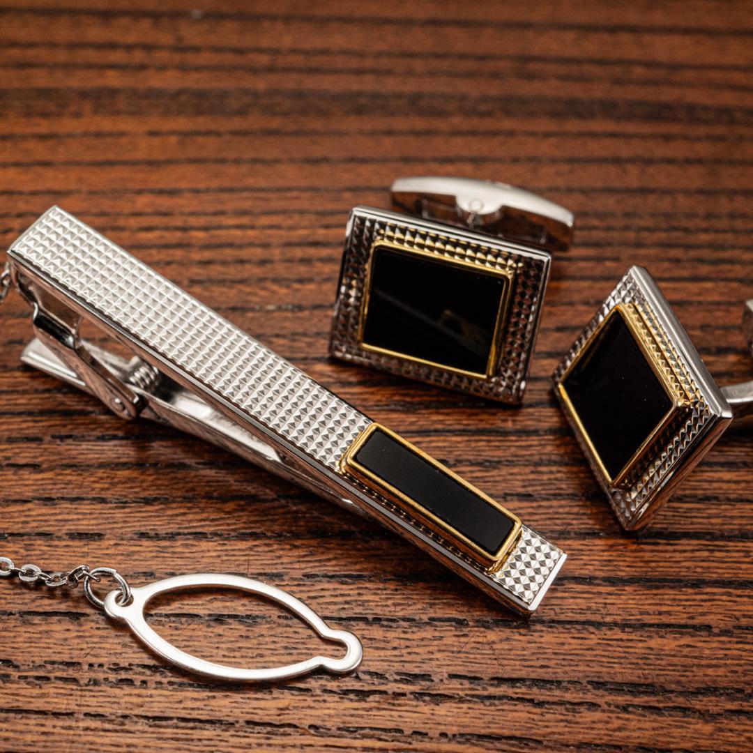 ロンジン LONGINES silver900×オニキス ネクタイピン カフス