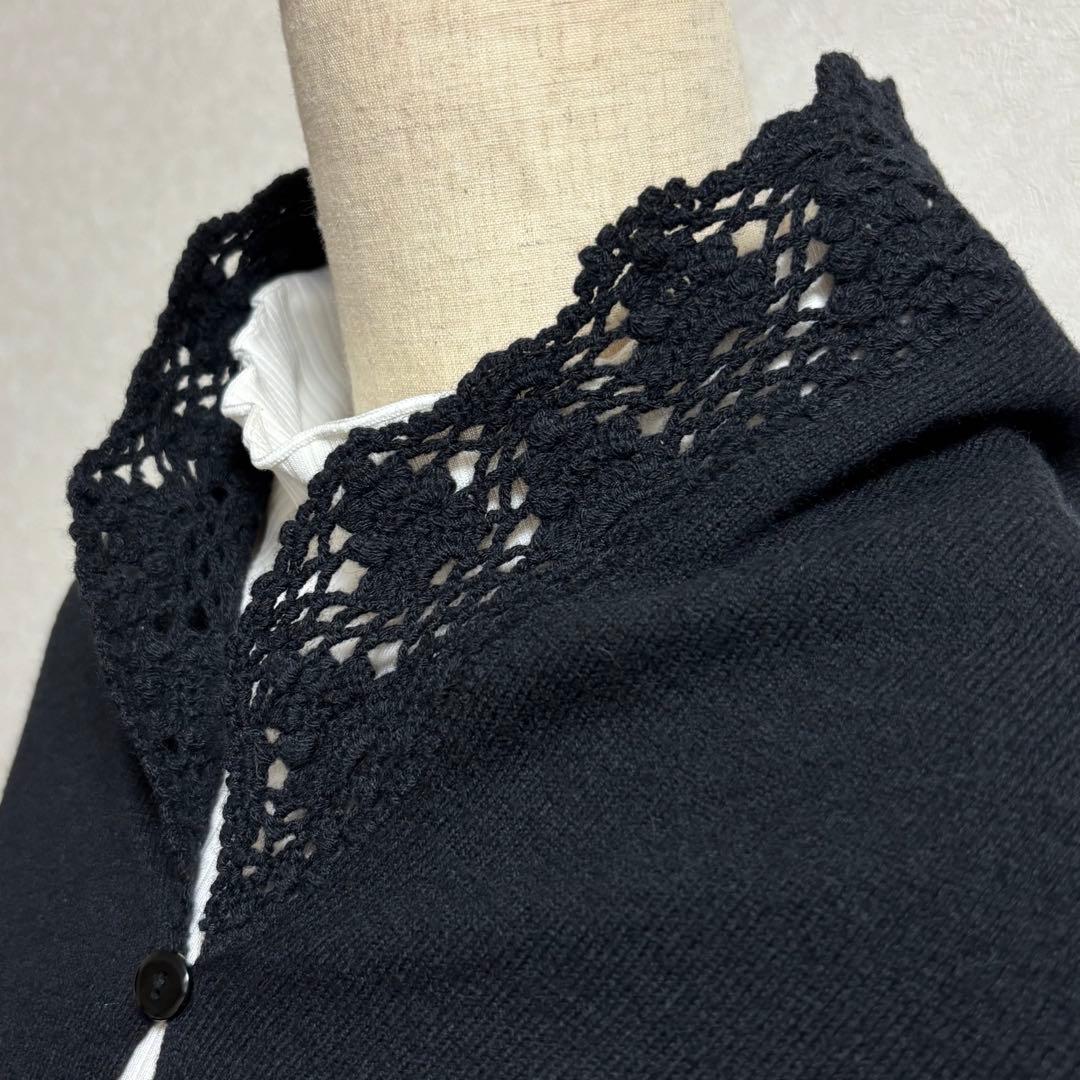 【新品】レイクアルスター カシミヤ混モチーフ付ストール 花モチーフ レース編み