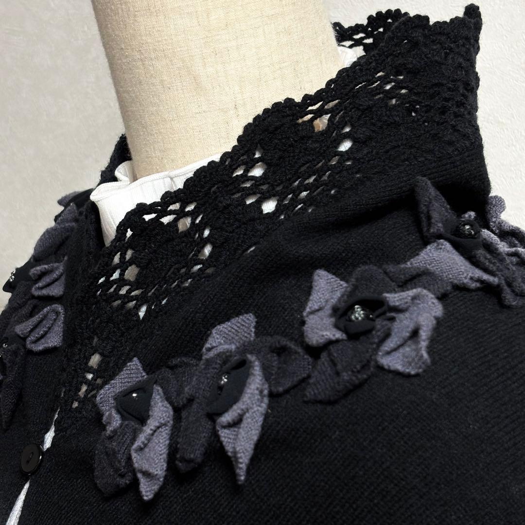 【新品】レイクアルスター カシミヤ混モチーフ付ストール 花モチーフ レース編み