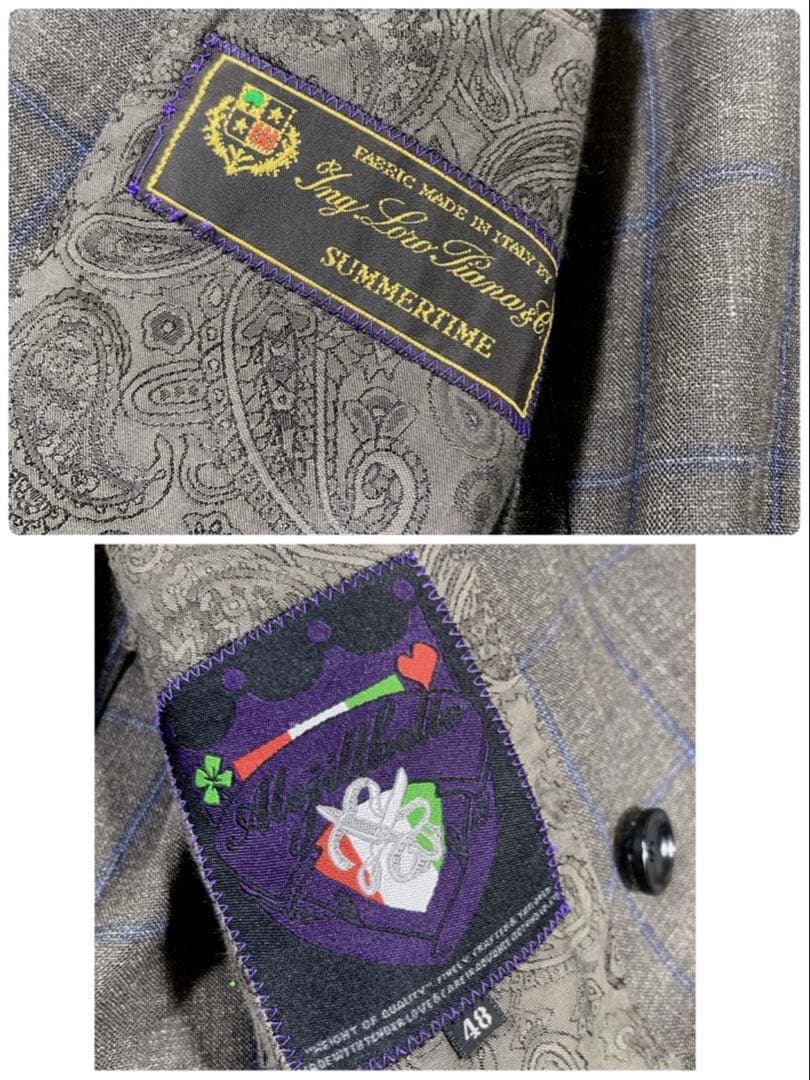 Loro Piana 3ピース ダブルジャケット グレンチェック ペイズリー