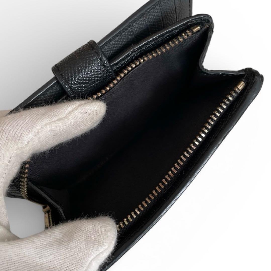 【極美品】COACH ブラック 二つ折り財布 レザー ブラック 黒 6390
