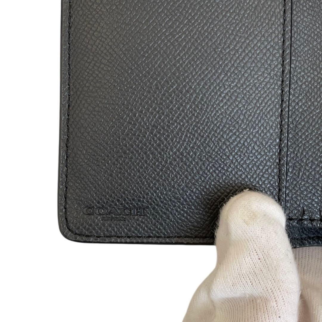 【極美品】COACH ブラック 二つ折り財布 レザー ブラック 黒 6390