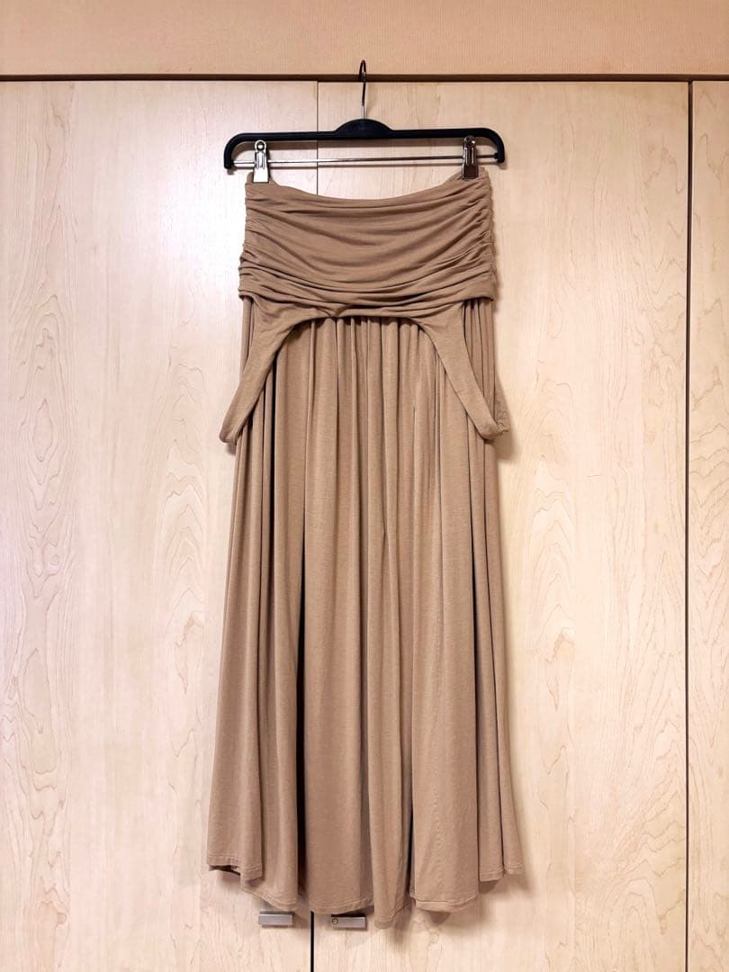 スカート Overdue flair draped turn over skirt