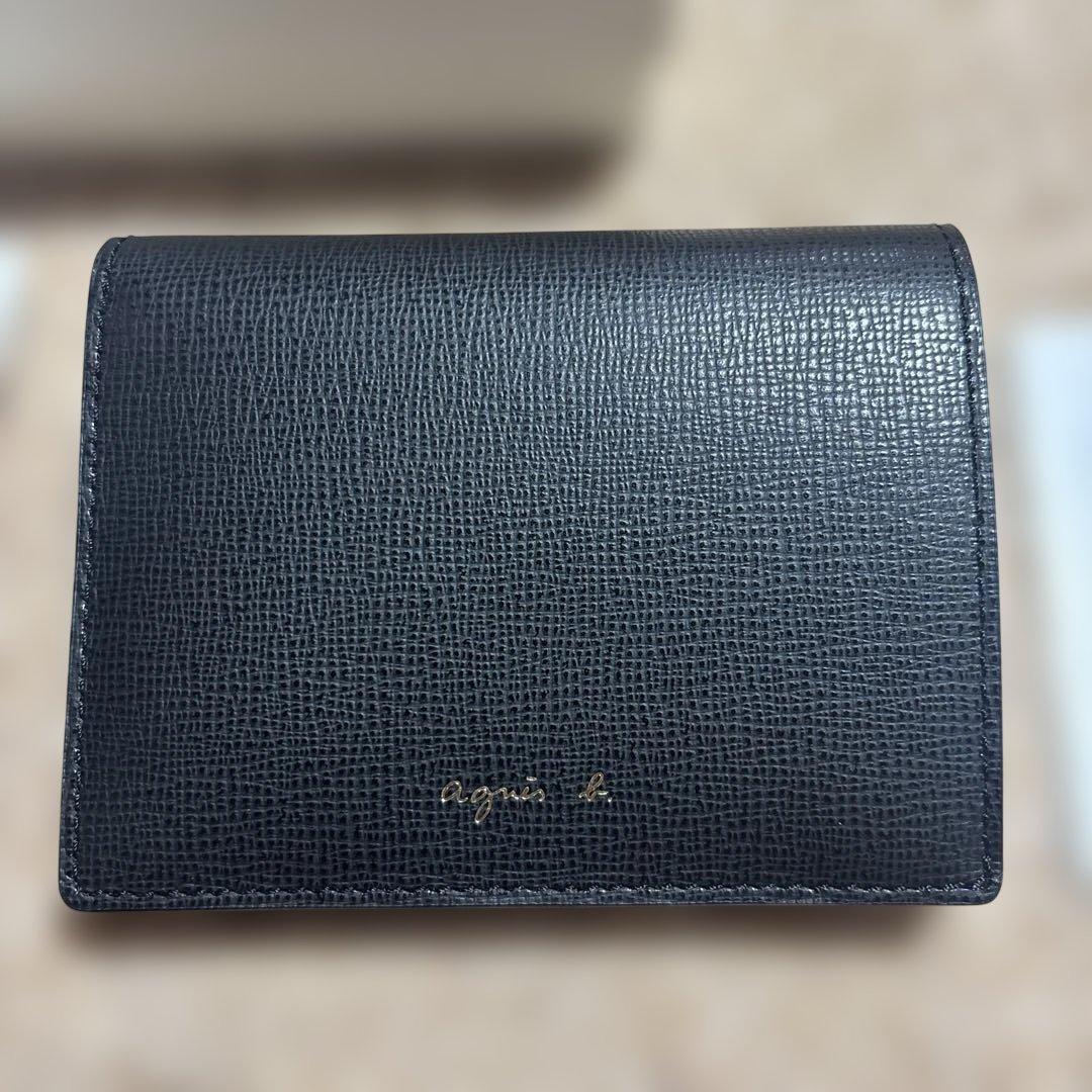 agnes b. ブラックレザー二つ折り財布