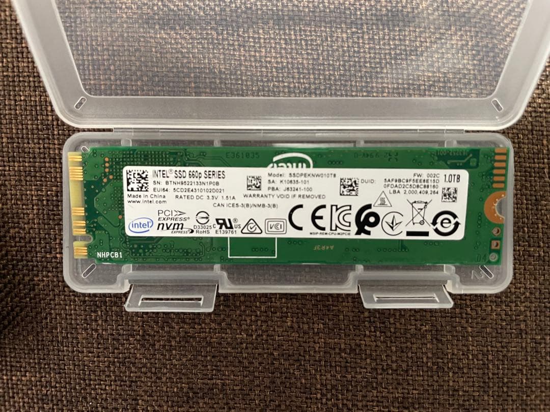 内蔵型SSD M.2 ssd intel 660p SERIES. 1TB