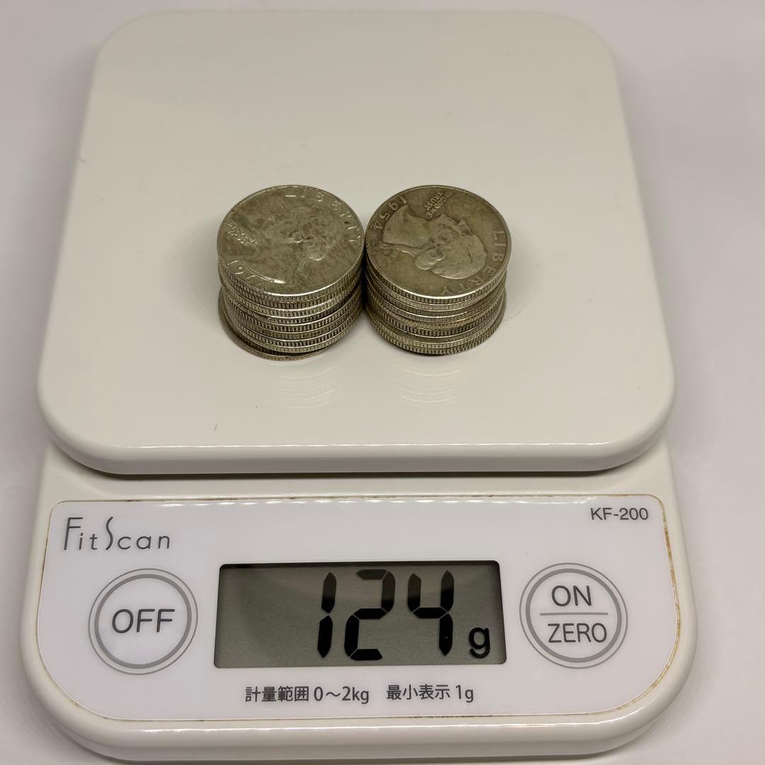 銀貨 SV900 25セント 1964年以前 20枚 約124gワシントン