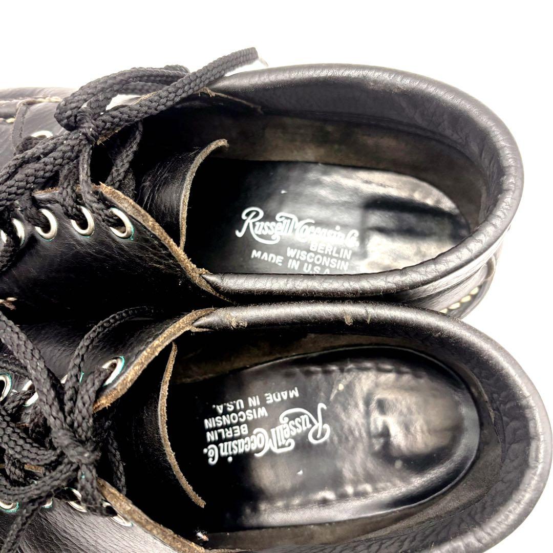 【美品】ラッセルモカシン 黒 レザー モカシン Vibram USA製 7D