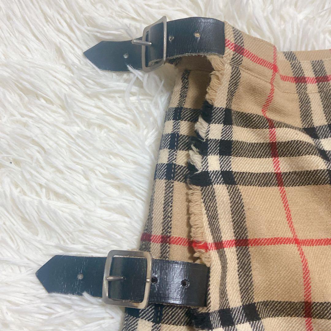 バーバリー プリーツ スカート ロング丈 ノバチェック ウール
