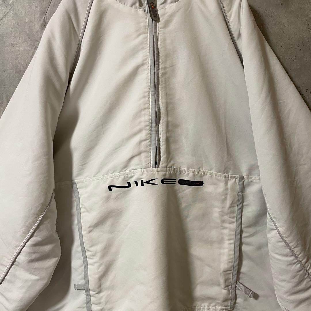 NIKEナイキトラックジャケットハーフジップブルゾンプルオーバー白ホワイト黒刺繍
