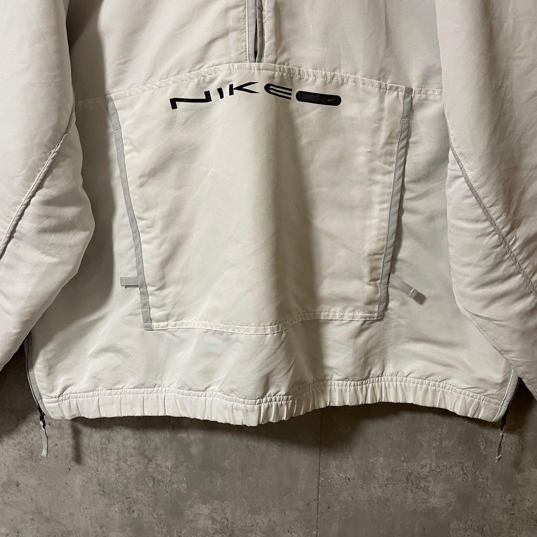 NIKEナイキトラックジャケットハーフジップブルゾンプルオーバー白ホワイト黒刺繍