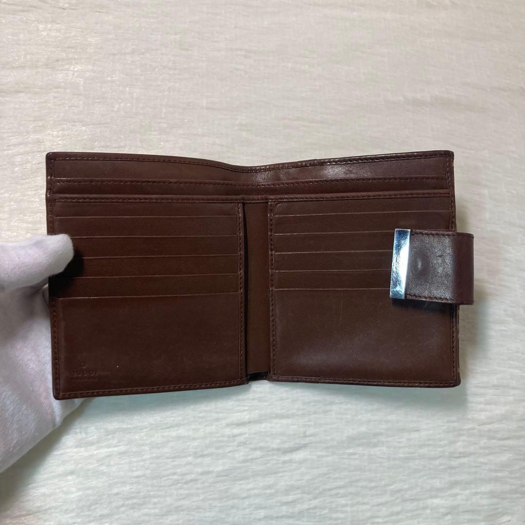 最終価格　美品　GUCCI グッチ　二つ折り　財布　キャンバス　GG柄　茶色