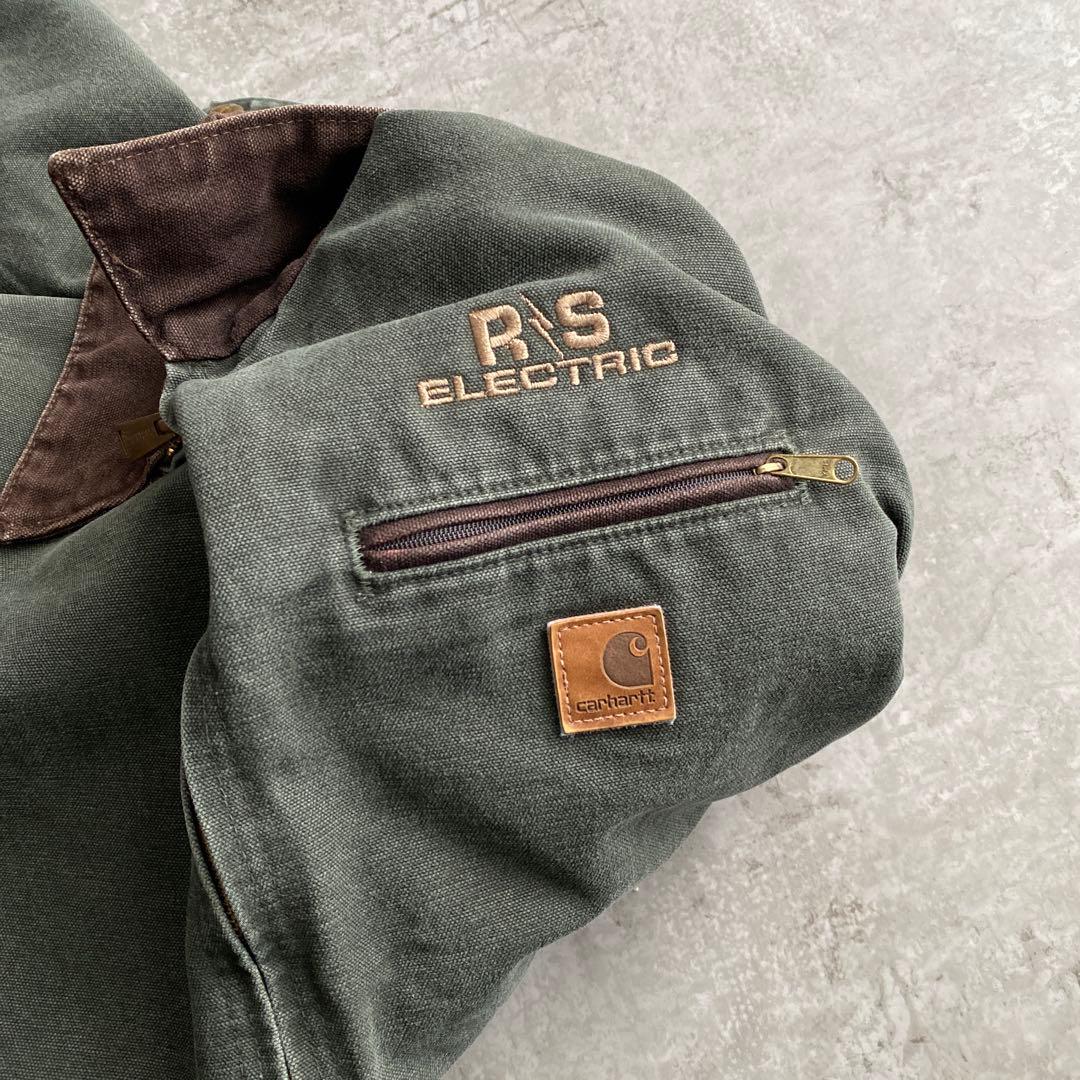 10s カーハート デトロイト ジャケット 企業ロゴ刺繍 3XL モス MOS