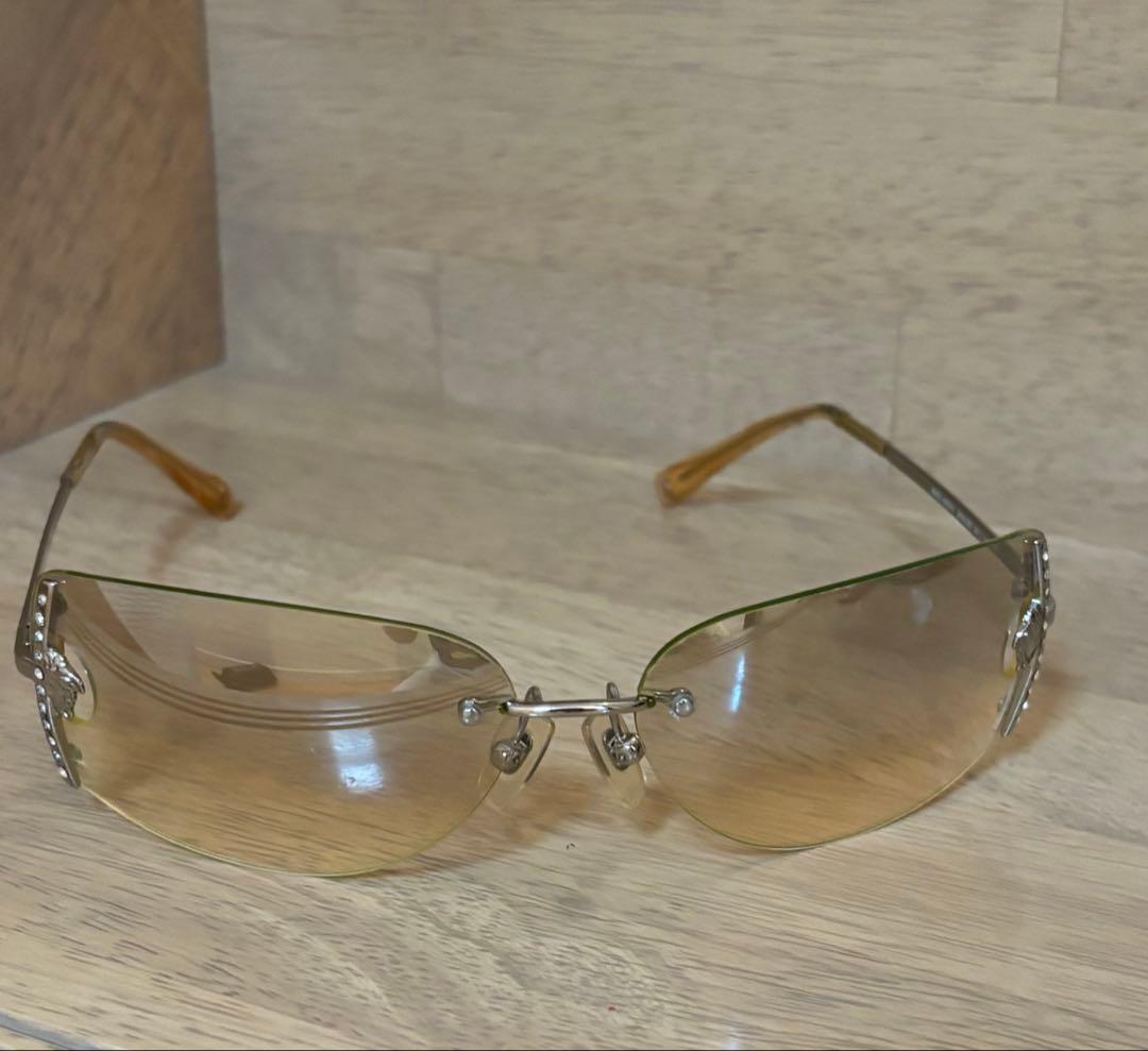 VERSACE ブラウングラデーションサングラス ラインストーン付