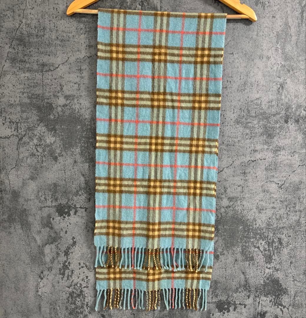 バーバリー BURBERRY カシミヤ100% マフラー ブルーチェック