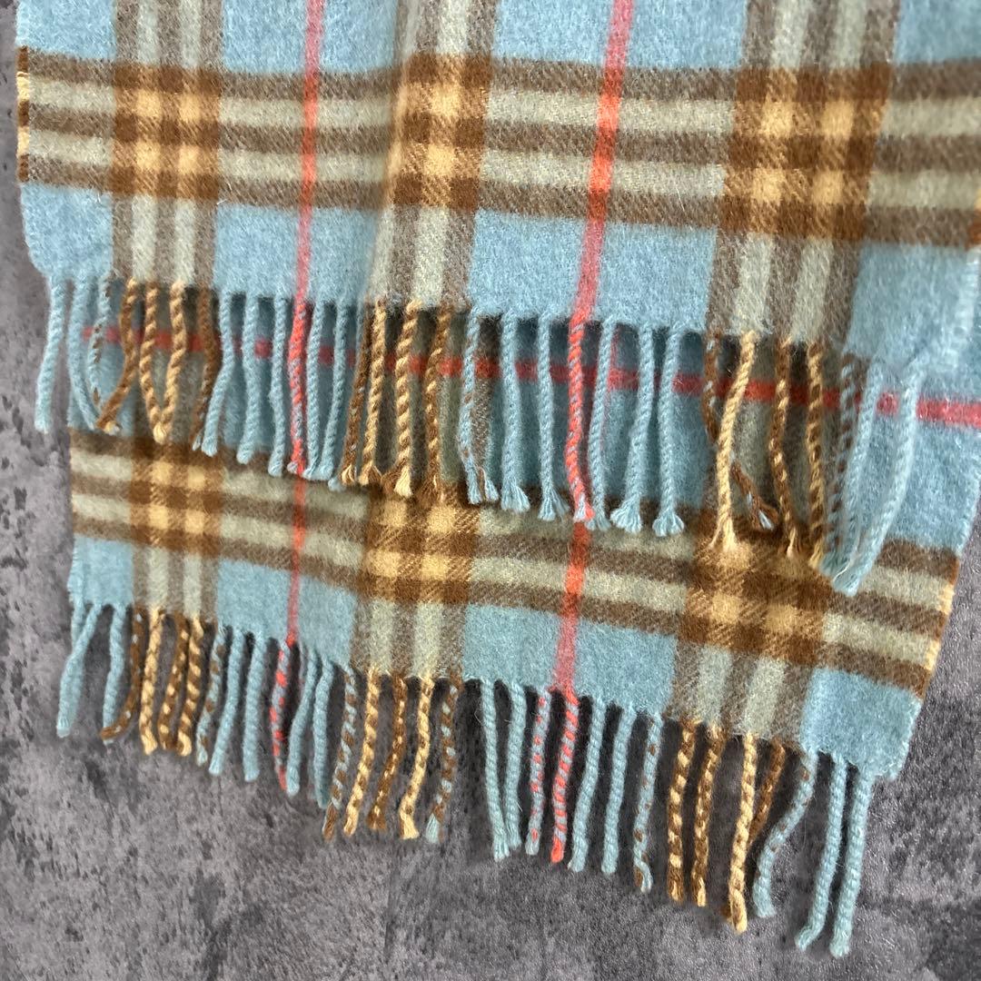 バーバリー BURBERRY カシミヤ100% マフラー ブルーチェック