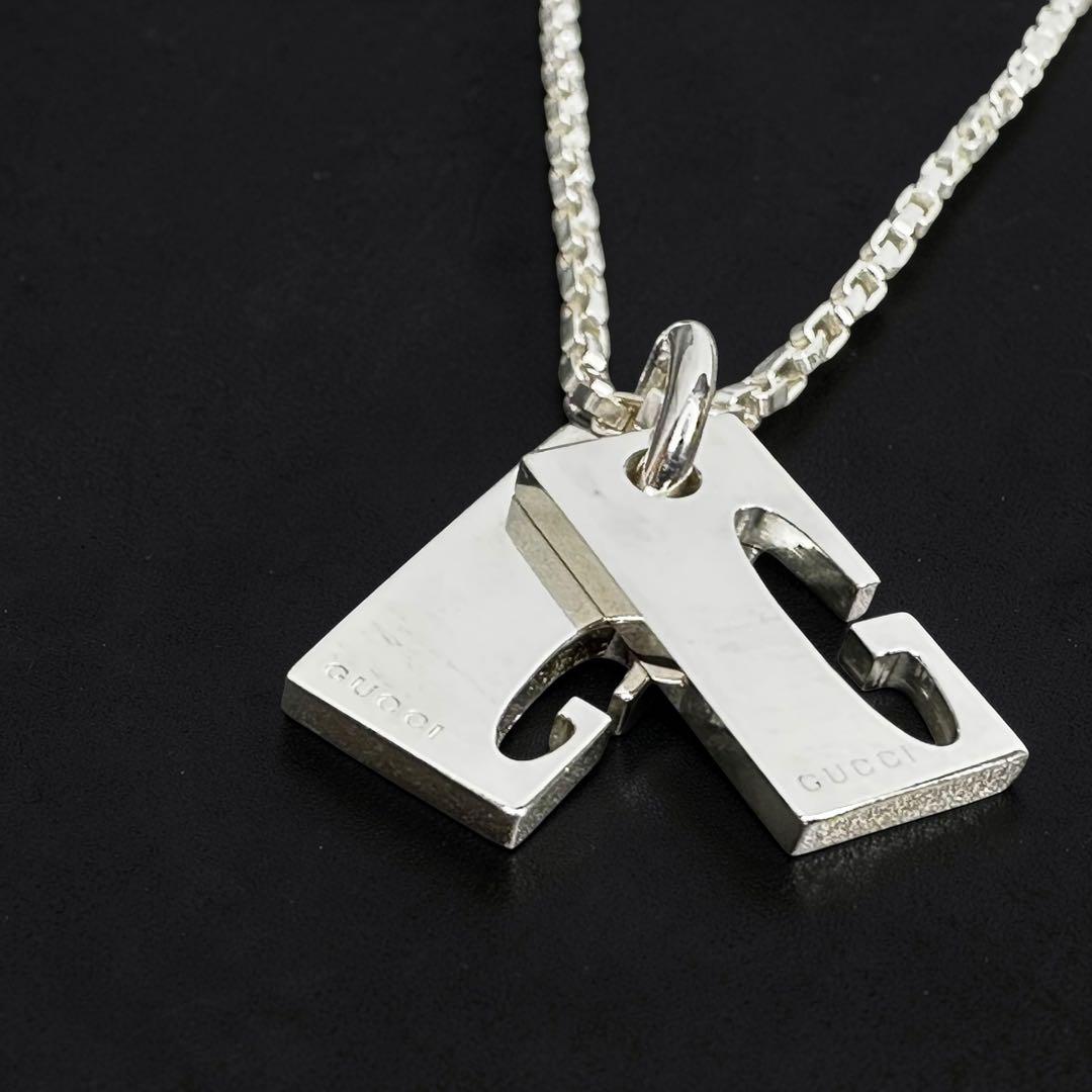【美品☆箱付き】グッチ　GUCCI ネックレス　ダブルプレート　シルバー　925
