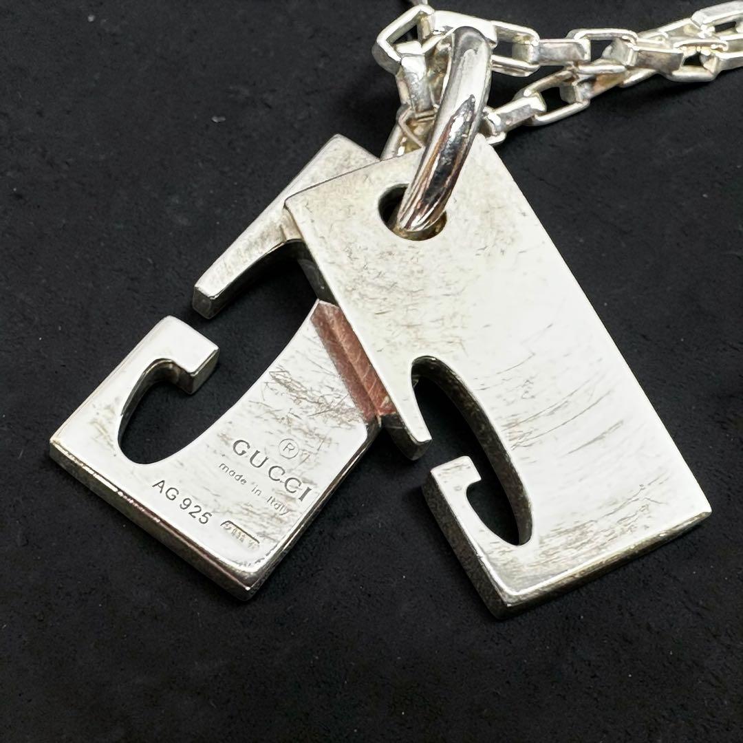 【美品☆箱付き】グッチ　GUCCI ネックレス　ダブルプレート　シルバー　925